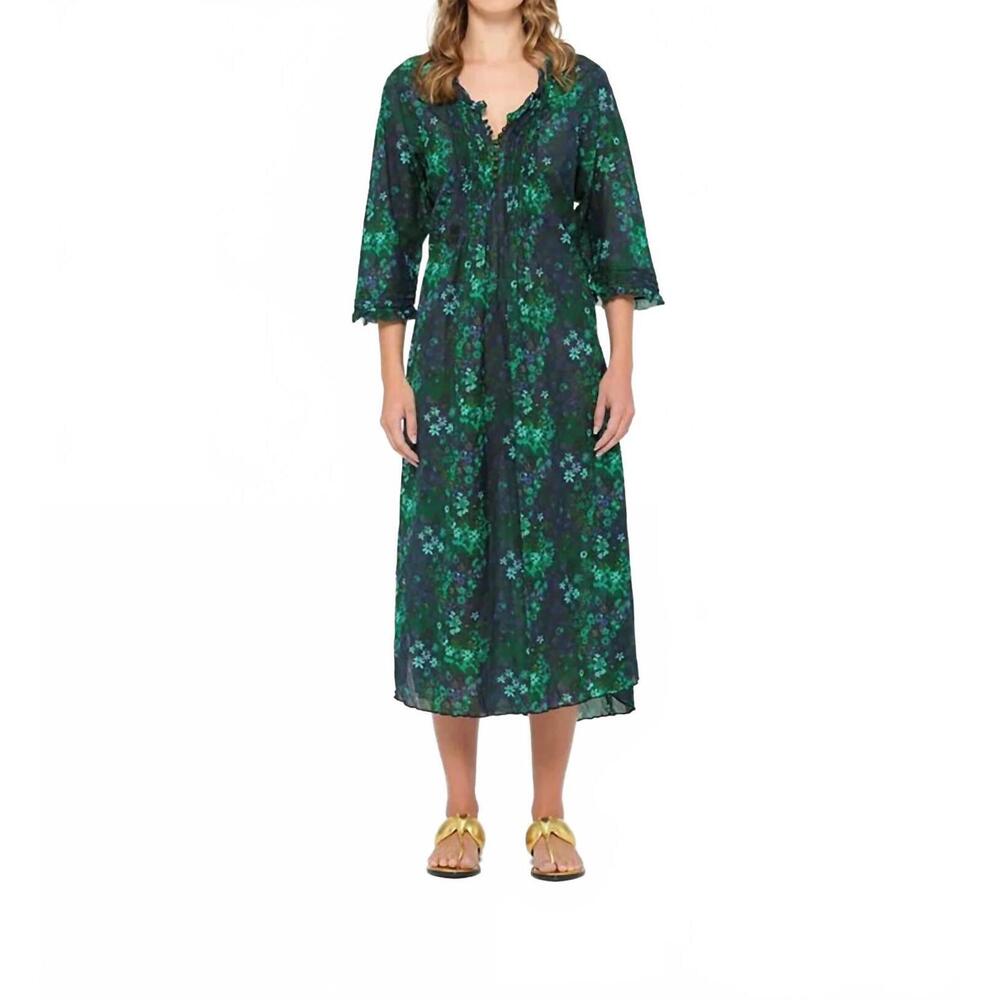 NEW ONESEASON floraganza middy poppy dress in esmerald floral